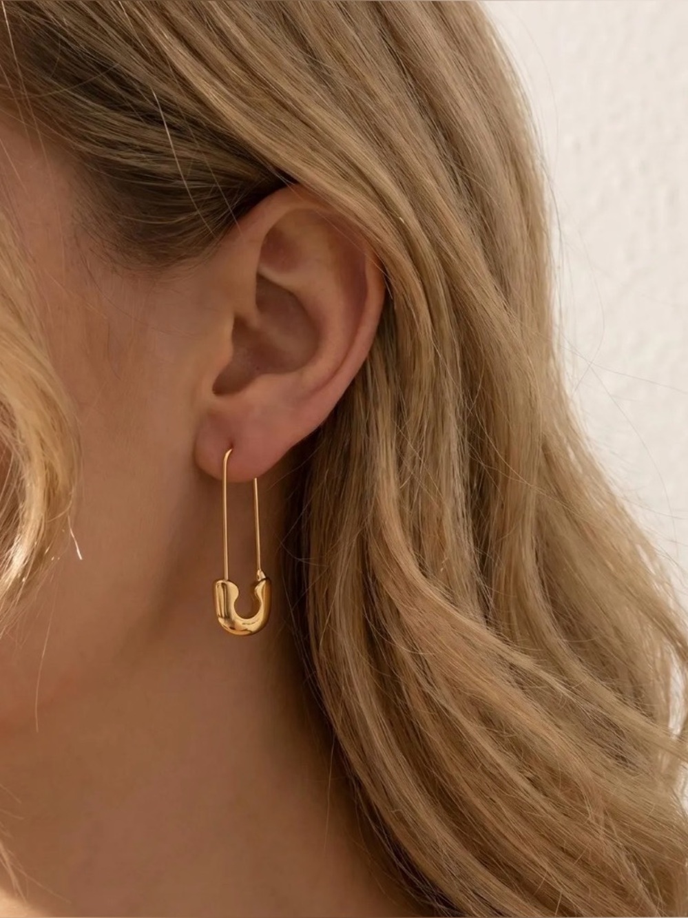 Gold Safety Pin Drop Earrings for Women